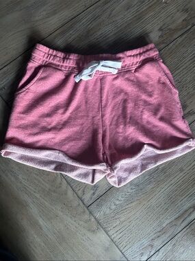 Reflex Pink Fleece Lounge Shorts White Drawstring Dolphin Hem Size L Juniors